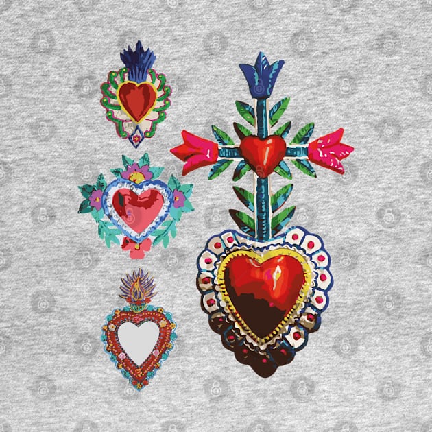 Sacred tin red heart mexican folk art bright maximalist decoration milagritos by T-Mex